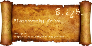 Blazsovszky Éva névjegykártya